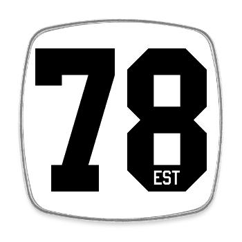 Number Design 78 – EST Sports Typography - Square fridge magnet - white - Front