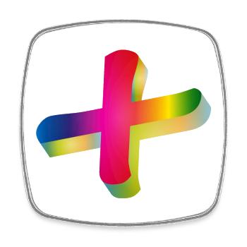 colorful plus sign in rainbow colors - Square fridge magnet - white - Front