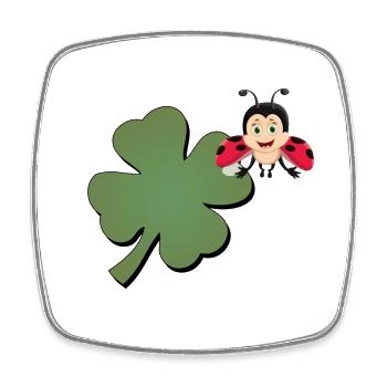 Cloverleaf with Ladybug (ladybug) - Square fridge magnet - white - Front