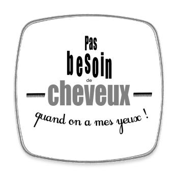 CHEVEUX - Magnet carré - blanc - Devant
