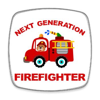 Fire truck fire truck firefighter firetruck - Square fridge magnet - white - Front