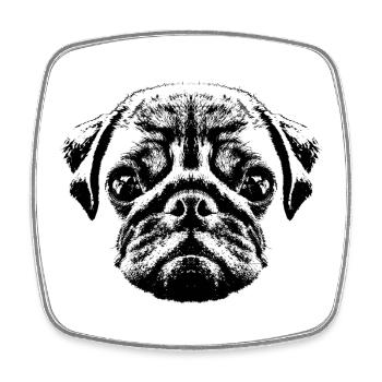 Mopswelpe / Mops Baby / Pug face - Viereckiger Kühlschrankmagnet - Weiß - Vorne