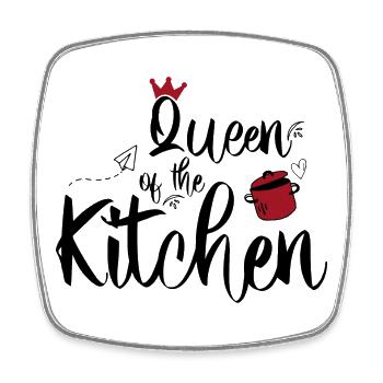 Queen of the Kitchen - Viereckiger Kühlschrankmagnet - Weiß - Vorne