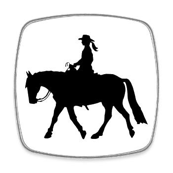 Westernreiterin, Westernpferd Pleasure Reiten - Viereckiger Kühlschrankmagnet - Weiß - Vorne