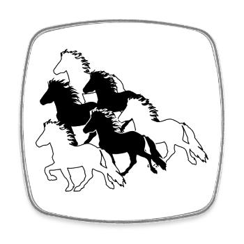Icelandic Horse Herd 1 Tölt - Square fridge magnet - white - Front