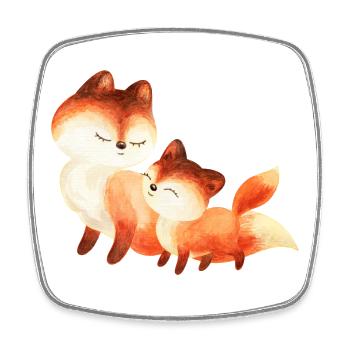 Two Cuddly Foxes Watercolor Painting - Square fridge magnet - white - Front