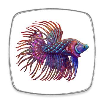 Betta Zentangle Farbe - Viereckiger Kühlschrankmagnet - Weiß - Vorne