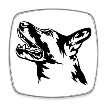 Deutscher Schäferhund Kopf - Viereckiger Kühlschrankmagnet - Weiß - Vorne