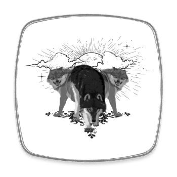 Loups noirs et blancs merveilleux - Magnet carré - blanc - Devant
