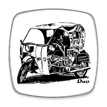 Simson Duo Krause - Viereckiger Kühlschrankmagnet - Weiß - Vorne