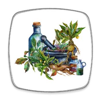 Herb Witch Utensils Fantasy Design - Square fridge magnet - white - Front
