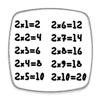Table de multiplication deux - Magnet carré - blanc - Devant