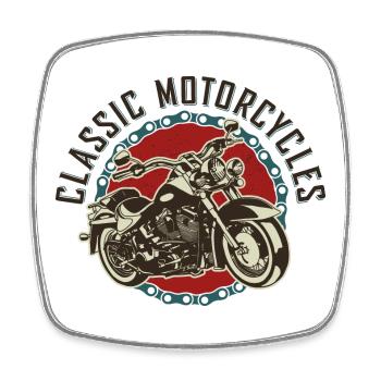 motorcycle retro Cafe Racer bike classic india - Square fridge magnet - white - Front