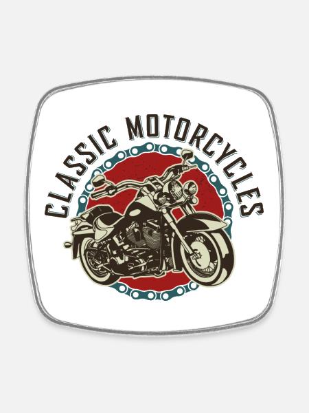 moto rétro Cafe Racer moto classique inde - Magnet carré - blanc