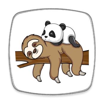 Sloth And Panda Cute Animal Design - Square fridge magnet - white - Front