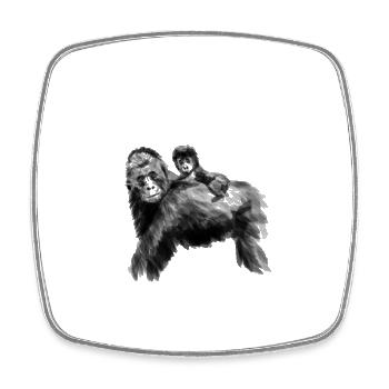 Gorilla dad with baby - Fathers day - Square fridge magnet - white - Front