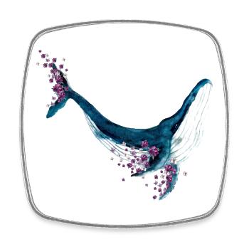 Blauwal Blumen Aquarell Watercolor Shirt - Viereckiger Kühlschrankmagnet - Weiß - Vorne