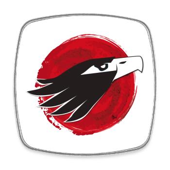 eagle japan bird fly red see head indian - Square fridge magnet - white - Front