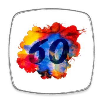 60th Birthday - Watercolor - Square fridge magnet - white - Front