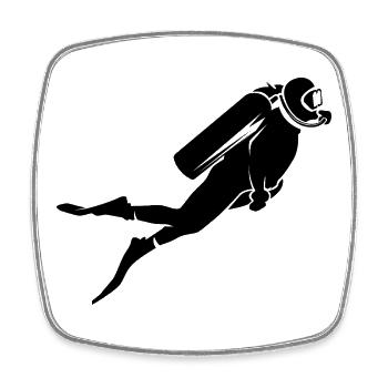 Illustration de logo de symbole sous-marin de mer de plongeur - Magnet carré - blanc - Devant