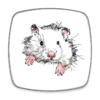 Hamster - Magnet carré - blanc - Devant