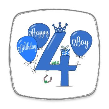 Happy Birthday 4 Boy - Viereckiger Kühlschrankmagnet - Weiß - Vorne