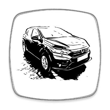 Sandero's favourite car - Square fridge magnet - white - Front