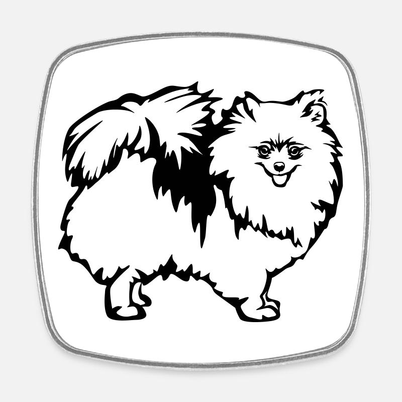 Spitz nain - Magnet carré - blanc