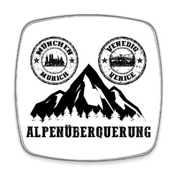 Alpenüberquerung München - Venedig - Viereckiger Kühlschrankmagnet - Weiß - Vorne