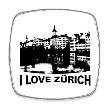 I love Zurich | i like zurich - Square fridge magnet - white - Front