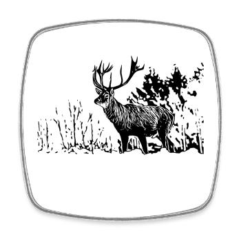 Hirsch - Viereckiger Kühlschrankmagnet - Weiß - Vorne