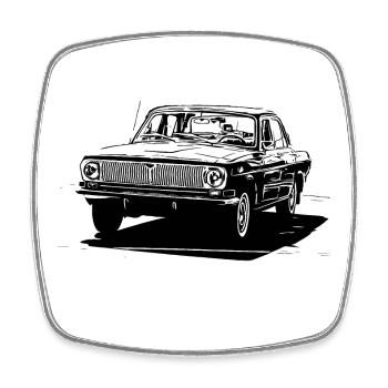 GAZ-24 Volga - Magnet carré - blanc - Devant