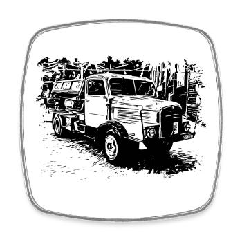 IFA Horch LKW Kipper - Viereckiger Kühlschrankmagnet - Weiß - Vorne