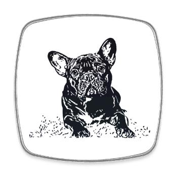 Bouledogue Français - Magnet carré - blanc - Devant