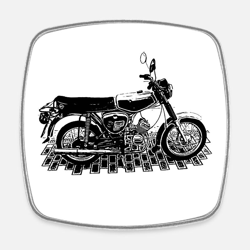 S51 - DDR-Motorräder - Viereckiger Kühlschrankmagnet - Weiß