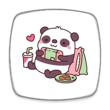 Cute Panda Playing Video Games - Square fridge magnet - white - Front