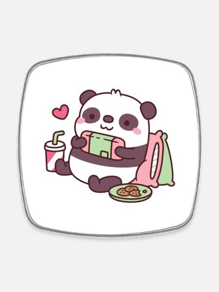 Süßer Panda spielt Videospiele - Viereckiger Kühlschrankmagnet - Weiß