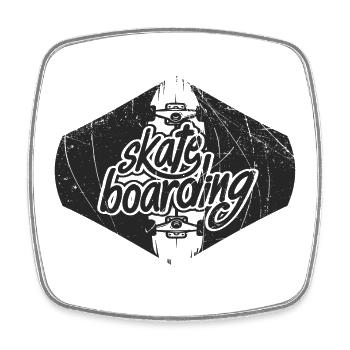 Skateboarding Skateboard - Magnet carré - blanc - Devant