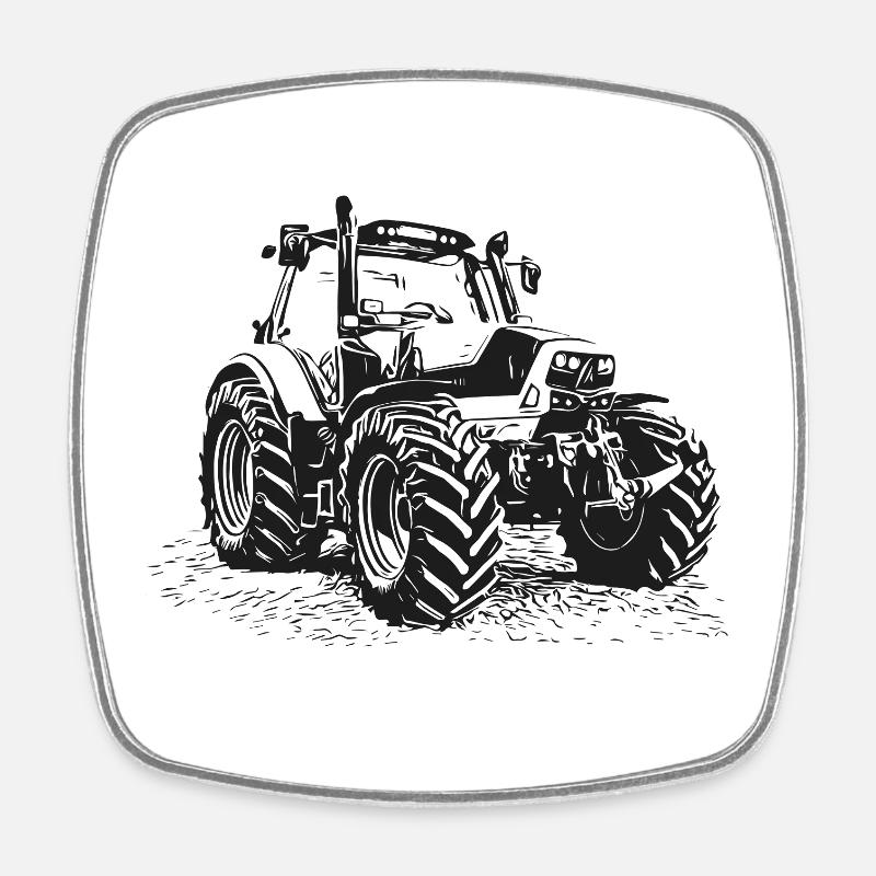 Traktor - Viereckiger Kühlschrankmagnet - Weiß
