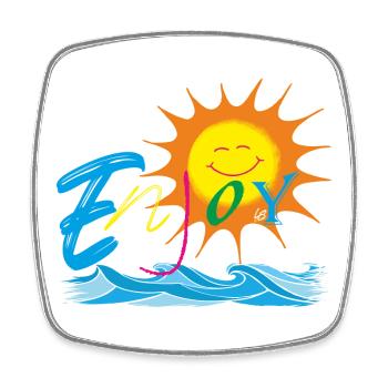 Enjoy - Square fridge magnet - white - Front