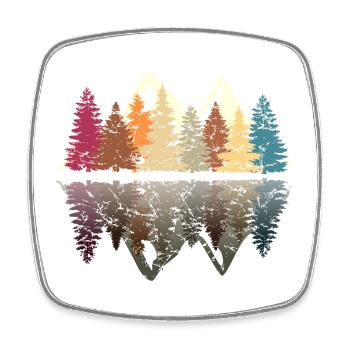 Wald am See im Grunge Retro Design - Viereckiger Kühlschrankmagnet - Weiß - Vorne