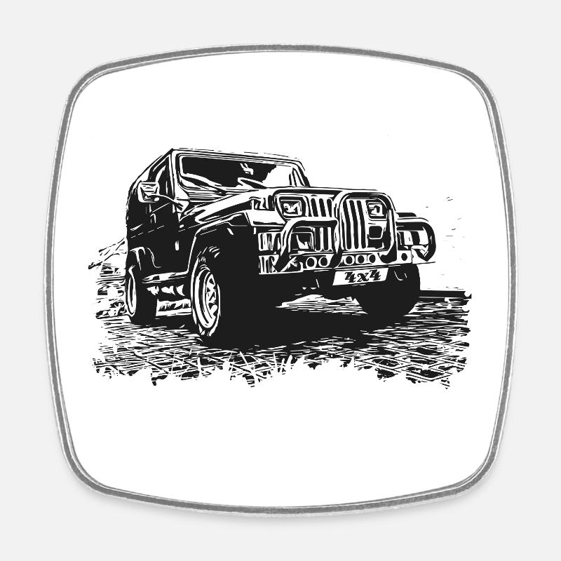Véhicule tout-terrain 4x4 - Magnet carré - blanc