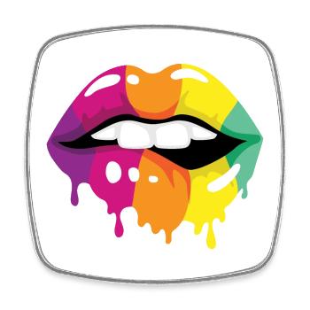 Coloured Lips - Square fridge magnet - white - Front