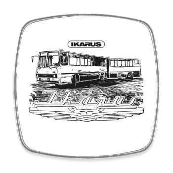 Ikarus - Gelenkbus - Viereckiger Kühlschrankmagnet - Weiß - Vorne