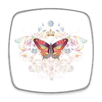 imaginative butterfly with crown - Square fridge magnet - white - Front