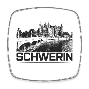 Schwerin - Schweriner Schloss - Viereckiger Kühlschrankmagnet - Weiß - Vorne
