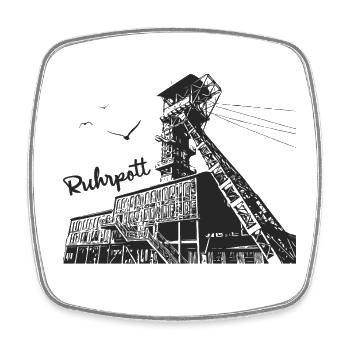 Ruhrpott Zeche - Viereckiger Kühlschrankmagnet - Weiß - Vorne