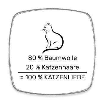 80% Baumwolle 20% Katzenhaare =100% Katzenliebe - Viereckiger Kühlschrankmagnet - Weiß - Vorne