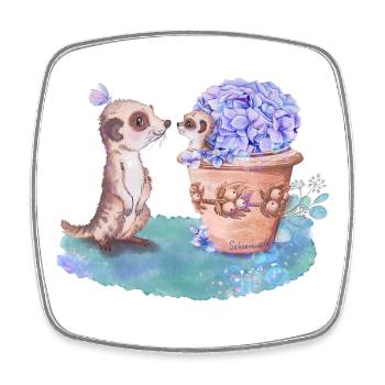 Meerkats - Square fridge magnet - white - Front