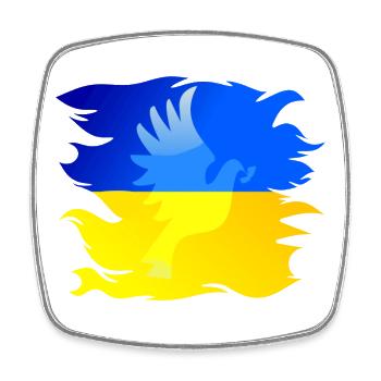 Drapeau de l’Ukraine avec colombe de la paix - Magnet carré - blanc - Devant
